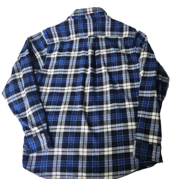 Orvis Plaid Shacket Men's Size LG Long Sleeve Heavyweight Blue Flannel Pockets - Picture 4 of 13